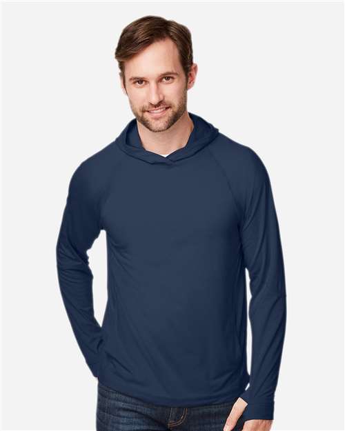 JAQ Stretch Performance Hooded Long Sleeve T-Shirt | USA Decoration