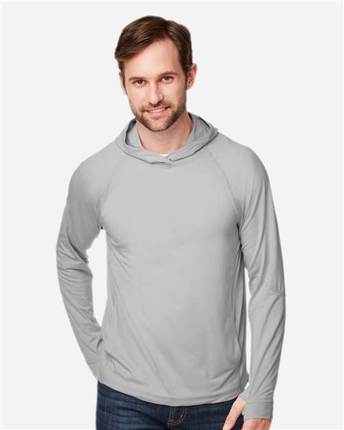 JAQ Stretch Performance Hooded Long Sleeve T-Shirt | USA Decoration