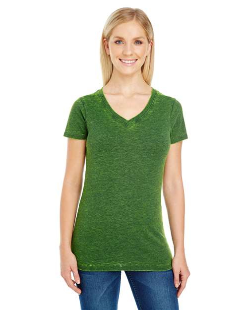 Women's Cross Dye V-Neck T-Shirt | USA Decoration