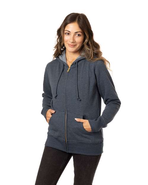 Women's Heathered Full-Zip Hooded Sweatshirt | USA Decoration