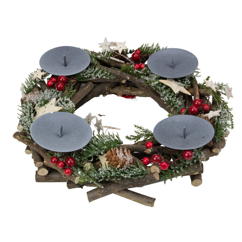 30" Glitter Pine Christmas Wreath displayed on a front door