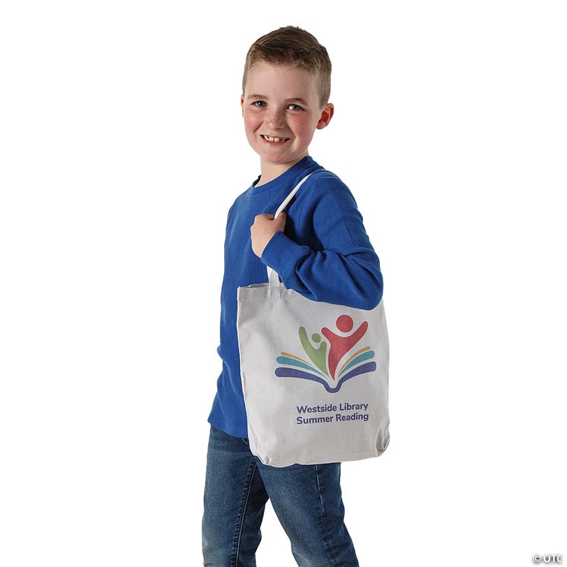 12 3/4" x 12 3/4" Custom Full-Color Logo Medium Canvas Tote Bags - 12 Pc.