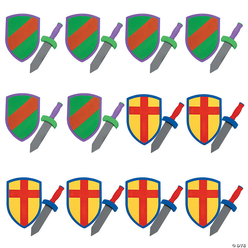 6 Set(s): 8 1/2" x 12" - 14" Foam Pretend Play Swords & Armor Sets - 12 Pc. | USA Decoration®