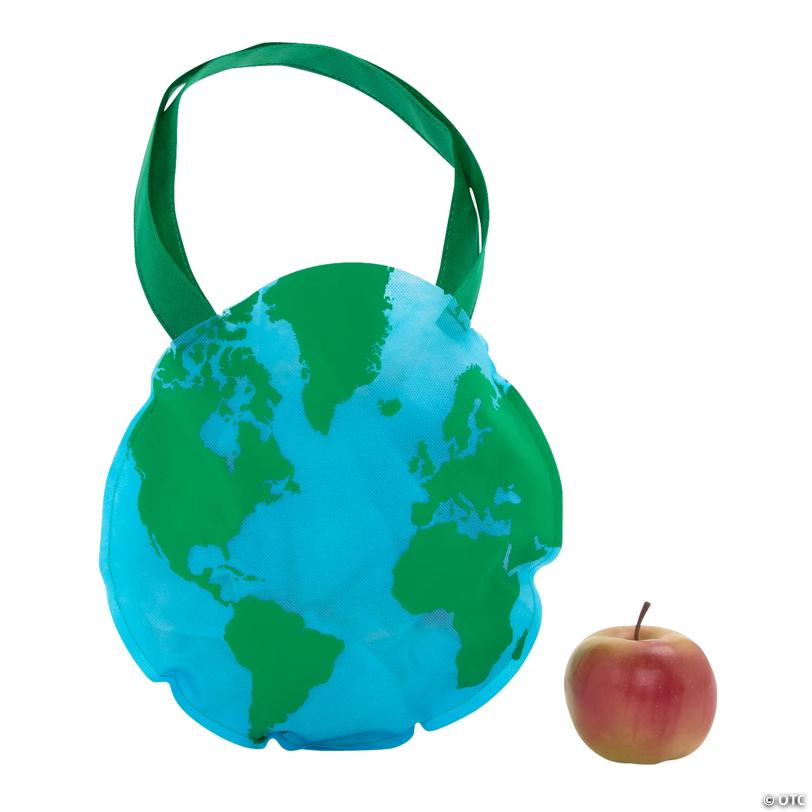12" Medium Earth-Shaped Nonwoven Tote Bags - 12 Pc.