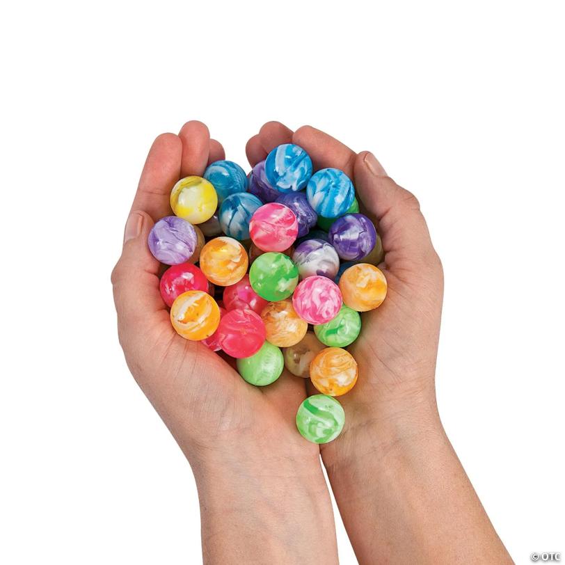 1/2" - 5/8" Bulk 48 Pc. Mini Neon Swirl Rubber Bouncy Balls