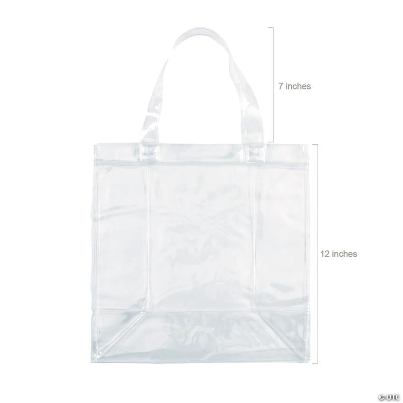 12" x 12" Large Clear Stadium Plastic Tote Bags - 12 Pc.