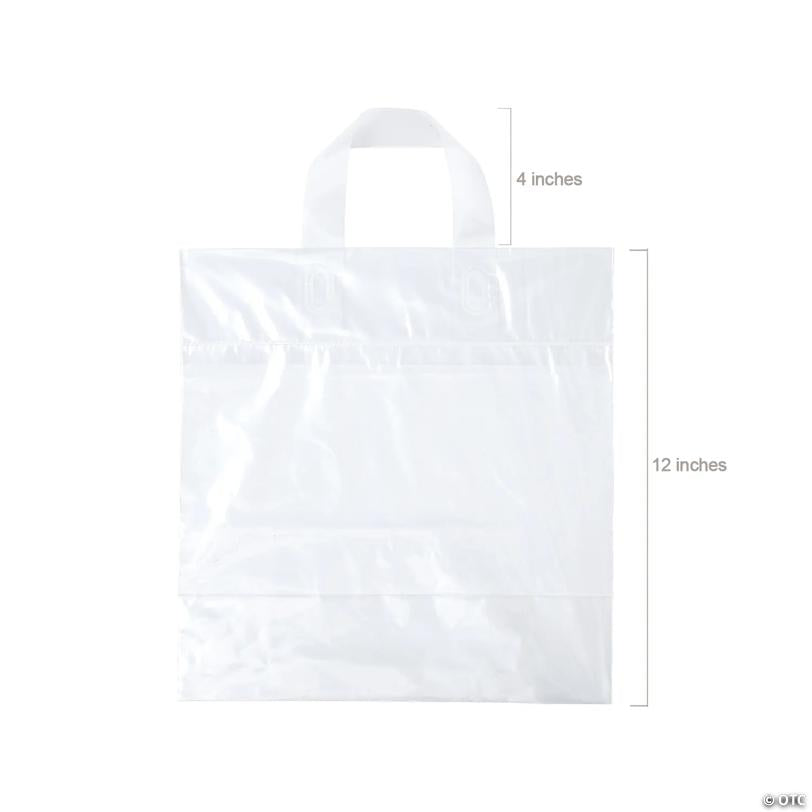 12" x 12" Large Clear Thin Plastic Tote Bags - 24 Pc.