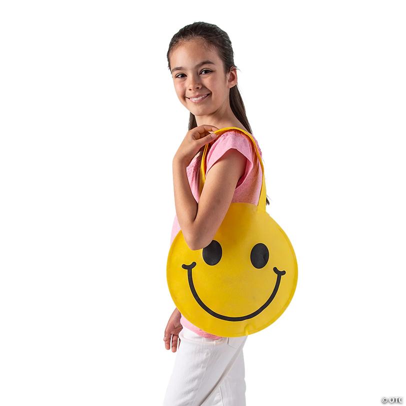 12" x 12" Smile Face Round Nonwoven Tote Bags - 12 Pc.