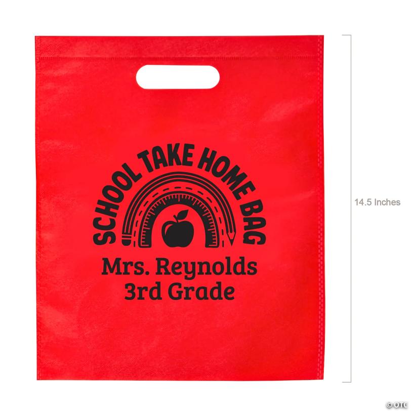 12" x 14 1/2" Bulk 50 Pc. Personalized Large Cutout Handle School Take Home Tote Bags