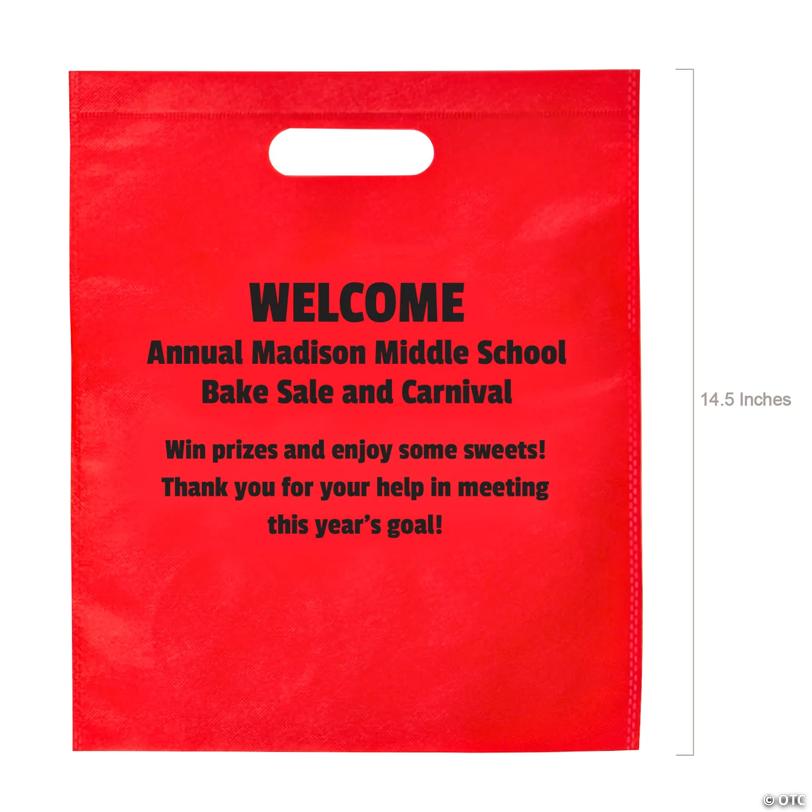 12" x 14 1/2" Bulk 50 Pc. Personalized Large Cutout Handle Tote Bags