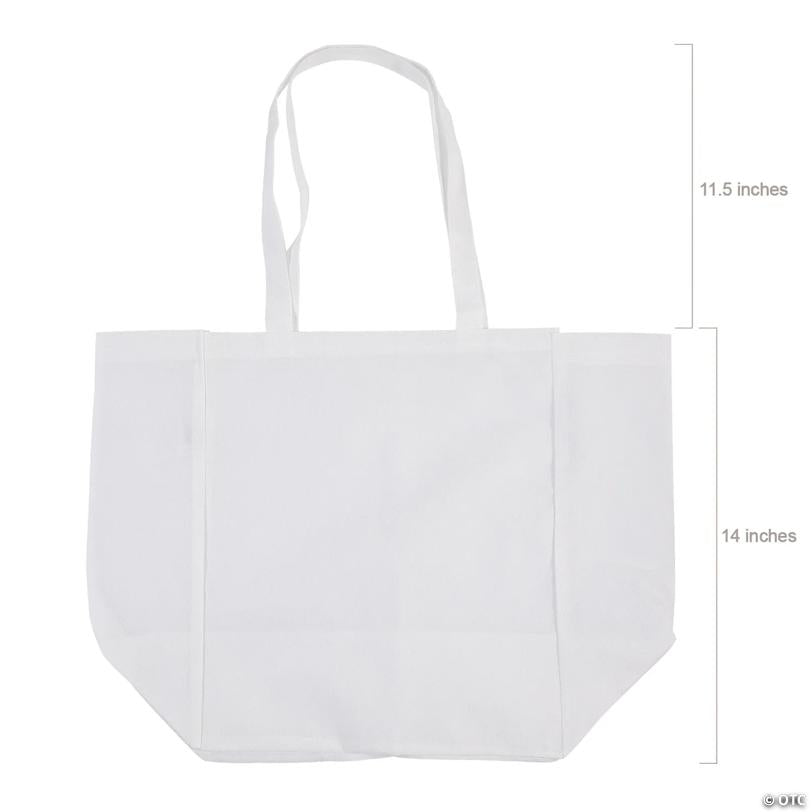 12" x 14" DIY Large White Shopper Nonwoven Tote Bags - 12 Pc.