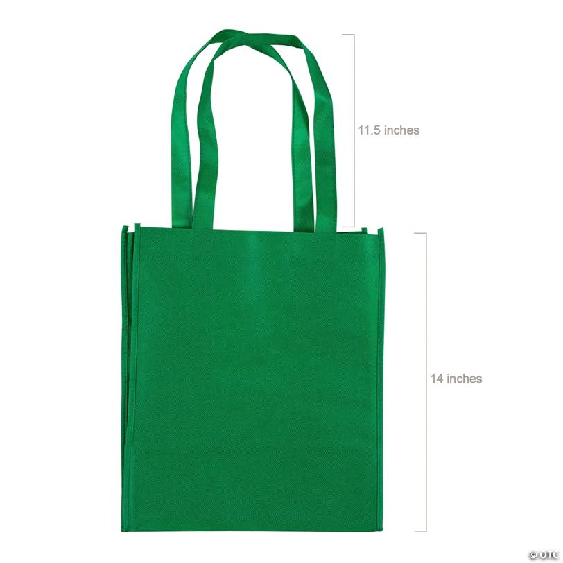 12" x 14" Large Green Shopper Nonwoven Tote Bags - 12 Pc.