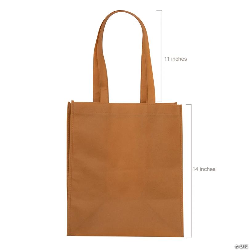 12" x 14" Medium Earth Tones Shopper Nonwoven Tote Bags - 12 Pc.