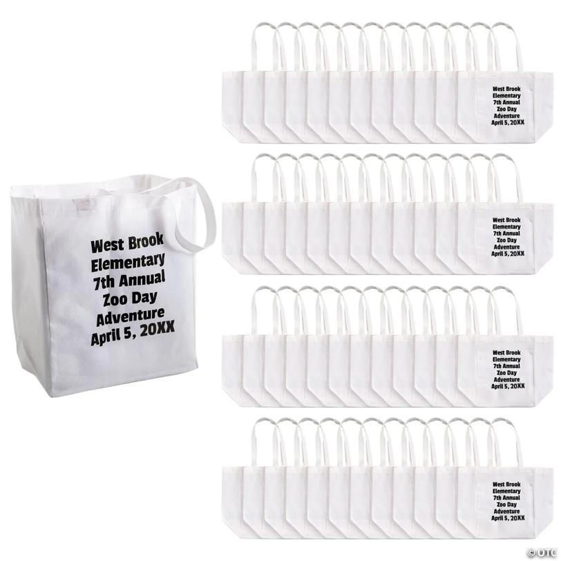 12" x 14" Personalized Bulk 48 Pc. Large Shopper Nonwoven Tote Bags