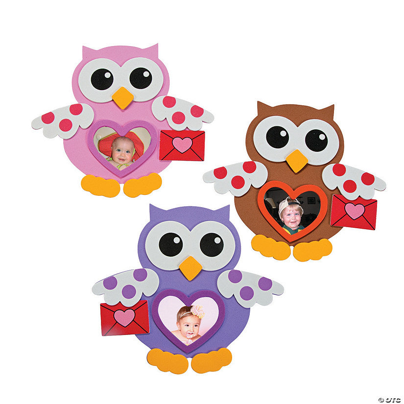 Valentine Owl Picture Frame Magnet Craft Kit - Makes 12 | USA Decoration®