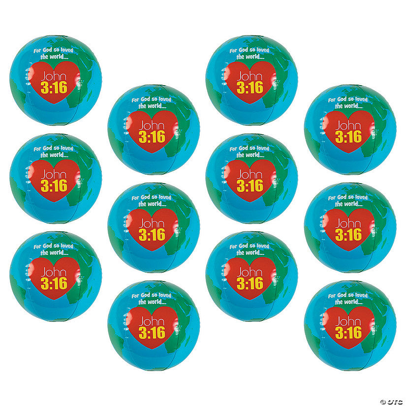 Inflatable 10" God Loves the World Medium Vinyl Globes - 12 Pc. | USA Decoration®