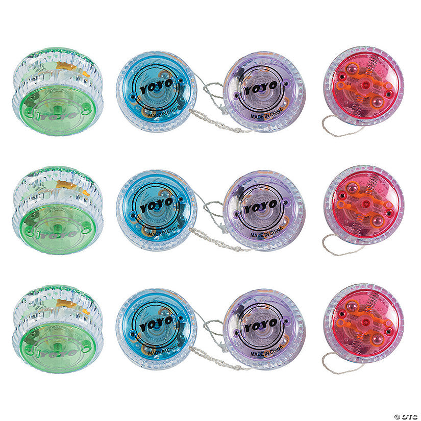 Vibrant Colorful Light-Up Champion Plastic YoYos - 12 Pc. | USA Decoration®