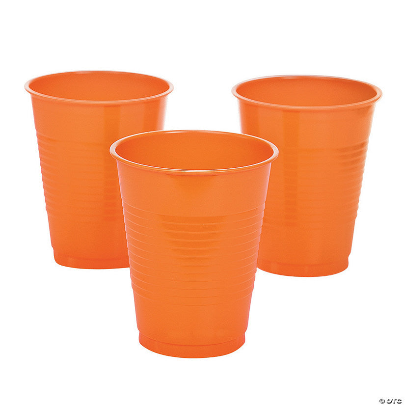 16 oz. Orange Disposable Plastic Cups - 20 Ct. | USA Decoration®
