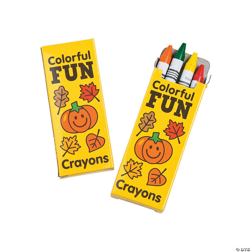 24 Set(s): 4-Color Fall Crayons - 24 Boxes | USA Decoration®
