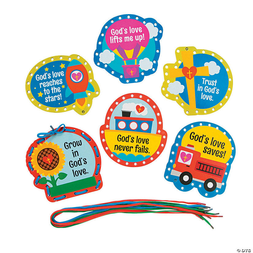 5 1/2" - 6" God's Love Encouraging Message Lacing Cards - 24 Pc. | USA Decoration®
