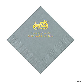 50 Piece(s): Silver Pumpkin Personalized Napkins with Gold Foil – 50 Pc. Luncheon | USA Decoration®