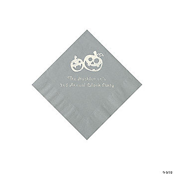 50 Piece(s): Silver Pumpkin Personalized Napkins with Silver Foil – 50 Pc. Luncheon | USA Decoration®