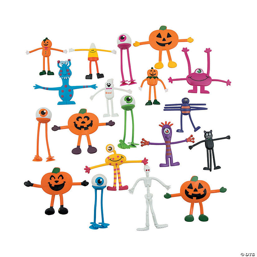 100 Piece(s): 3" - 5" Mega Bulk 100 Pc. Halloween Plastic Bendable Assortment | USA Decoration®