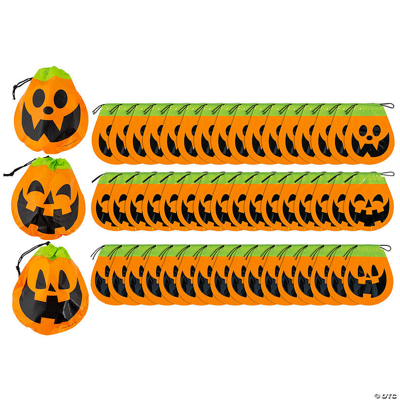 8 3/4" Bulk 72 Pc. Halloween Jack-O'-Lantern Plastic Goody Bags halloween