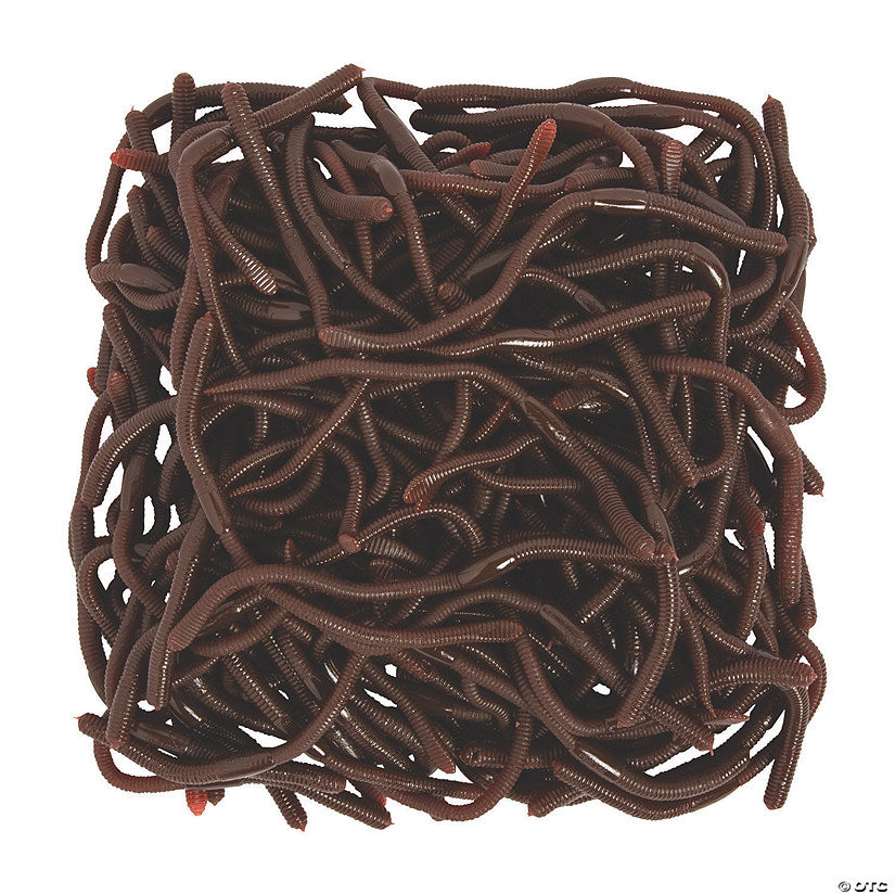 144 Piece(s): 7” Bulk 144 Pc. Realistic Textured Brown Rubber Earthworms | USA Decoration®