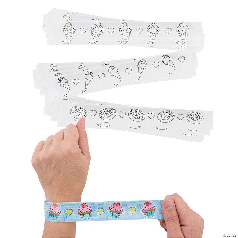 Bulk 48 Pc. Color Your Own Sweet Treats Slap Bracelets | USA Decoration®