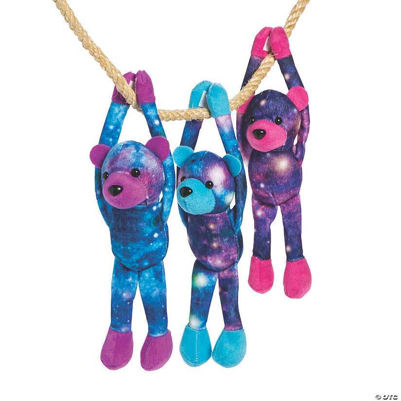 Per Dozen: 12" Long Arm Purple, Blue & Pink Galaxy Stuffed Bears - 12 Pc. | USA Decoration®