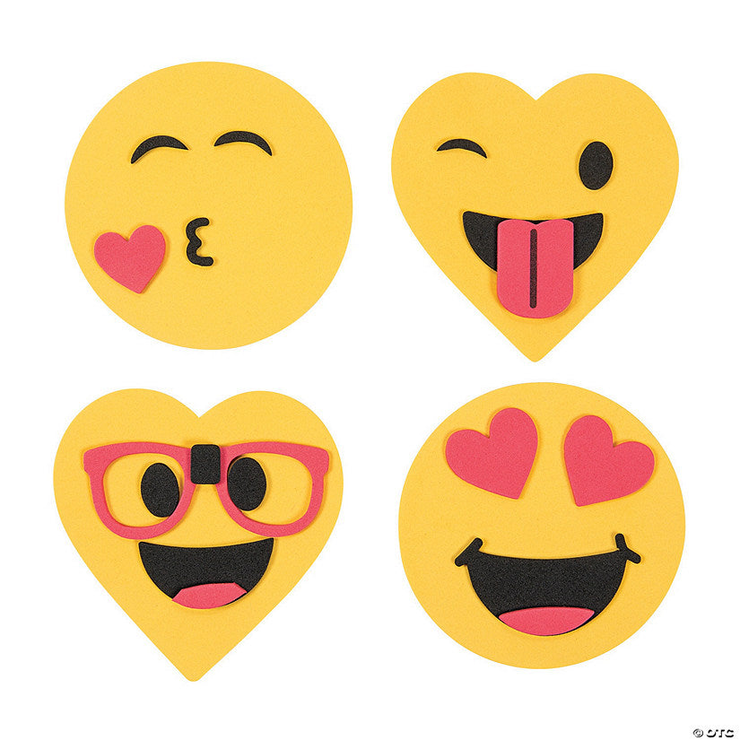 Valentine’s Day Face Emoji Magnet Foam Craft Kit - Makes 12 | USA Decoration®