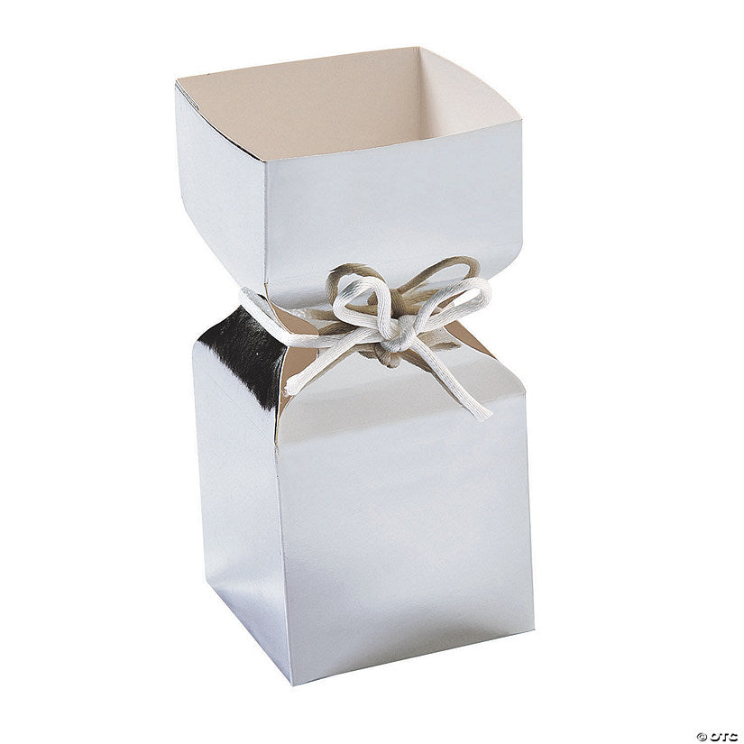 Silver Foil Vertical Square Hourglass Favor Boxes - 12 Pc. halloween