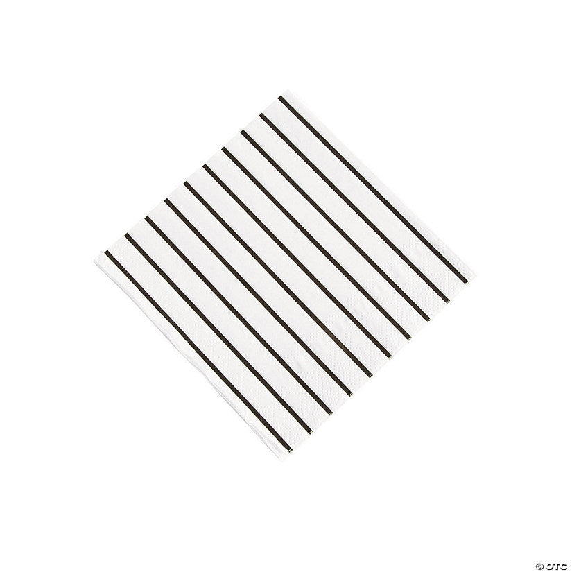 Black Metallic Stripe Beverage Napkins - 32 Pc. | USA Decoration®