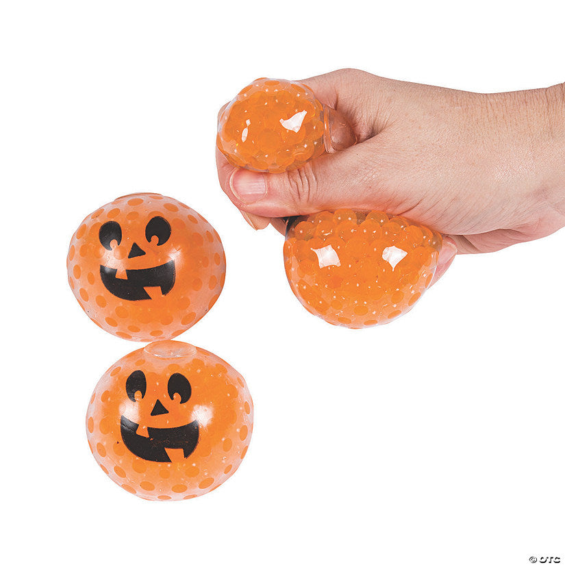 Per Dozen: 2 1/2" Squishy Orange Gel Beads Jack-O-Lantern Balls - 12 Pc. | USA Decoration®