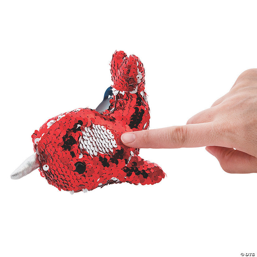Flipping Sequin Stuffed Narwhal Valentine Exchanges with Card for 12 | USA Decoration®