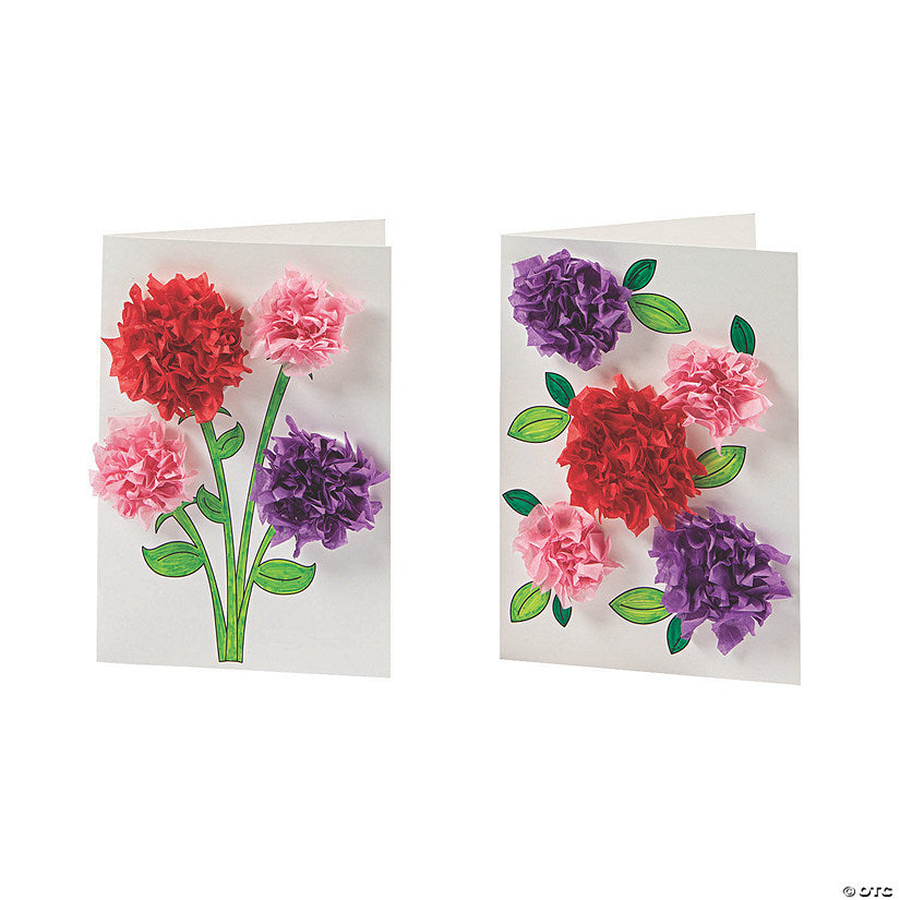 Valentine’s Day Tissue Paper Rose Card Craft Kit - Makes 12 | USA Decoration®