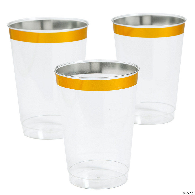 Bulk 50 Ct. Gold Rim Clear Plastic Cups | USA Decoration®