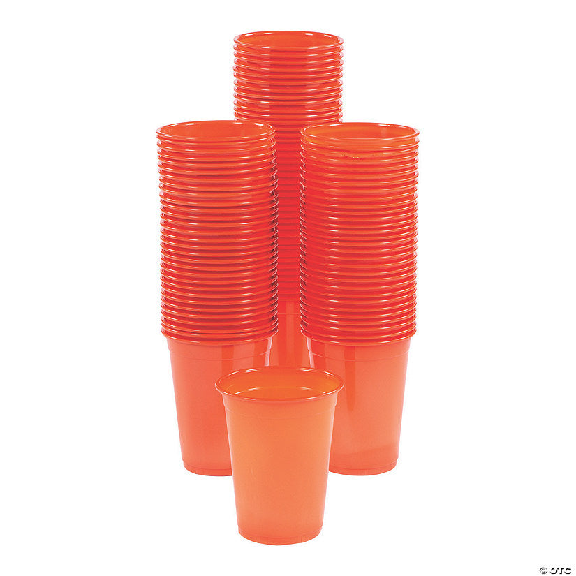 16 oz. Bulk 100 Ct. Orange Disposable Plastic Cups | USA Decoration®