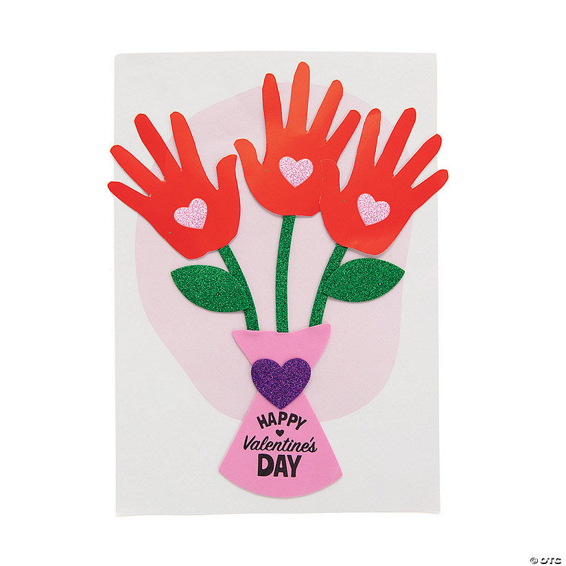 10" x 14 1/2" Valentine's Day Bouquet Handprint Sign Craft Kit - Makes 12 | USA Decoration®