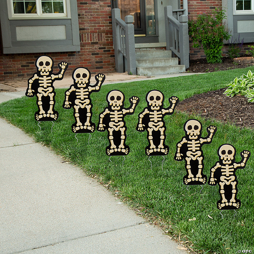 8 1/2" x 12 3/4" Halloween Skeleton Yard Signs - 6 Pc. | USA Decoration®