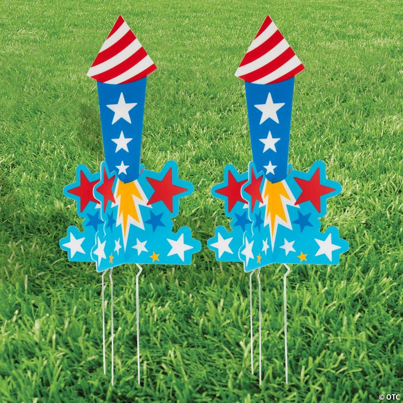 13 1/2" x 22" 3D Firework Yard Signs - 4 Pc.