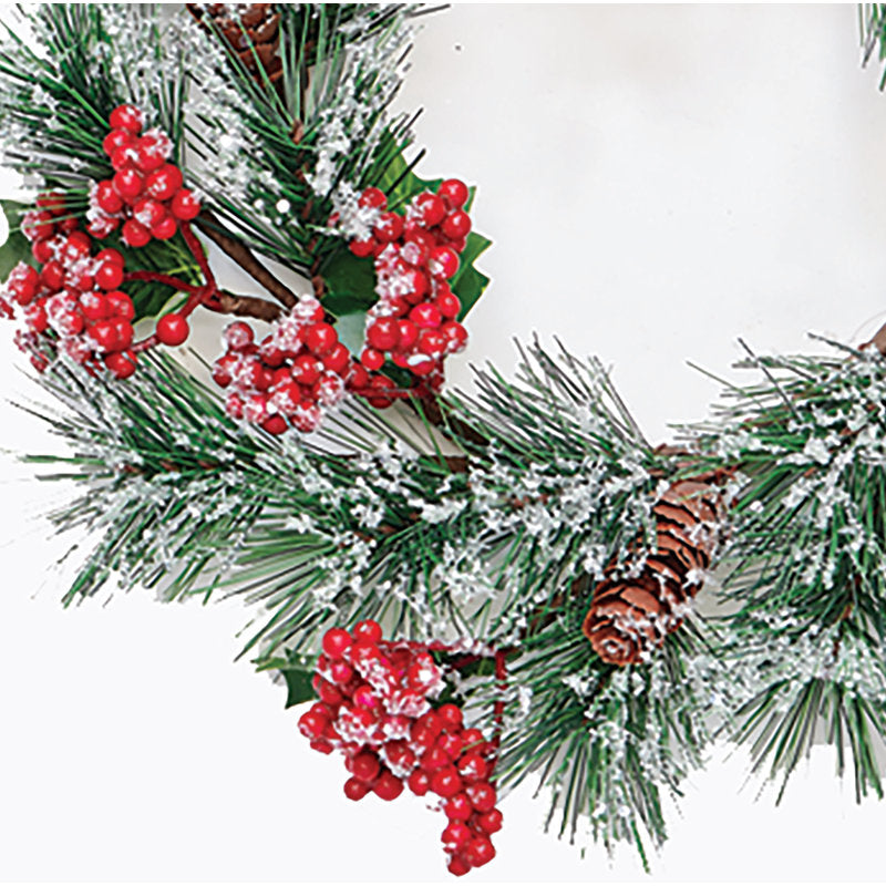 13" Artificial Christmas Mini Wreath with Snowy Berry & Pine
