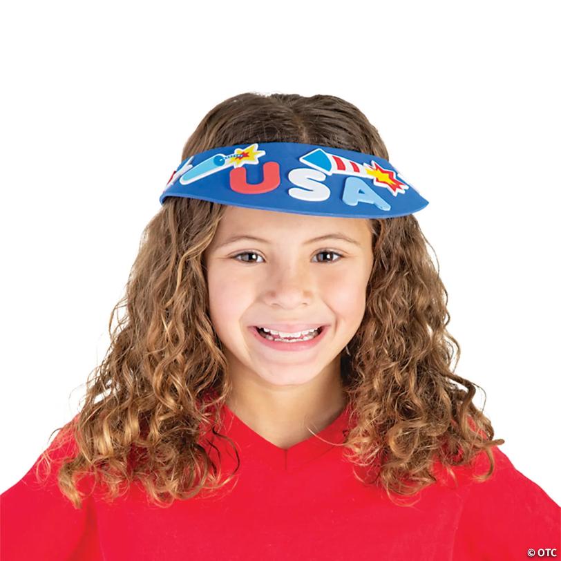 13" x 13" Patriotic Red, White, and Blue Foam Visor Craft Kit - Makes 12