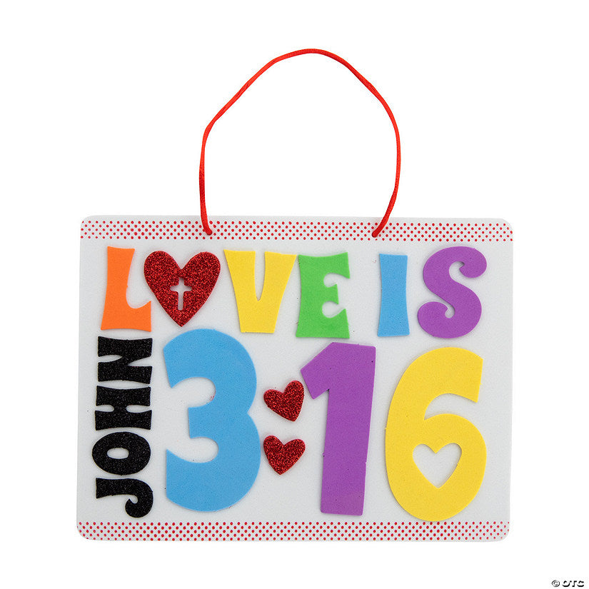 8" x 6" Valentine's Day Love Is John 3:16 Sign Craft Kit - Makes 12 | USA Decoration®