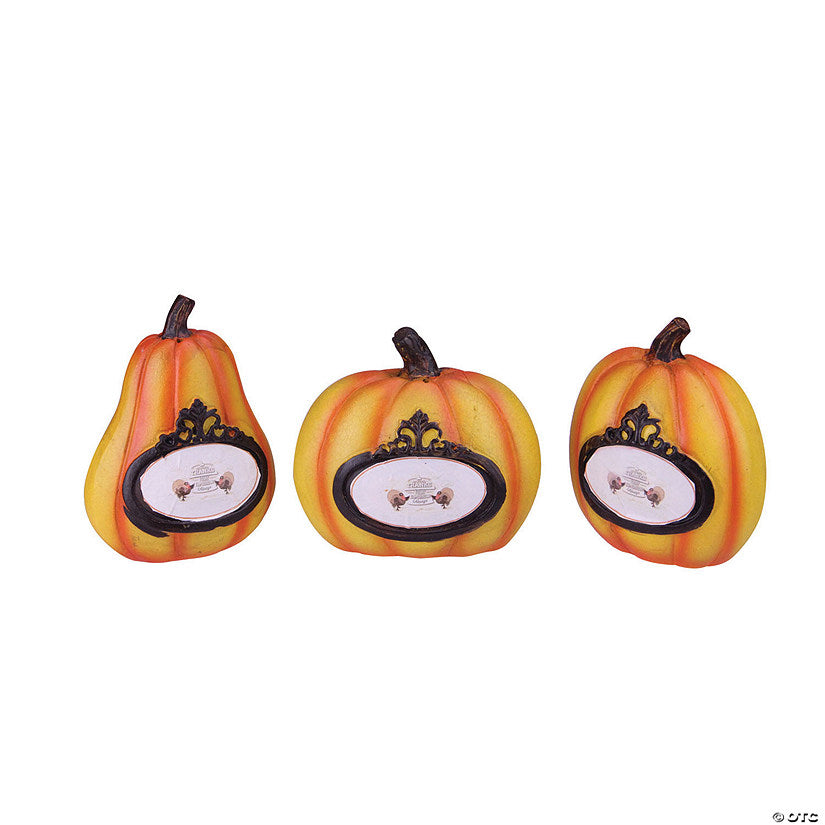 1 Set(s): Northlight Set of 3 Orange and Black Pumpkin Thanksgiving Tabletop Decors 5.5 | USA Decoration®
