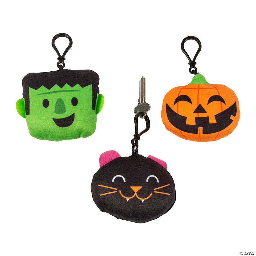 Per Dozen: 3 1/2" - 3 3/4" Halloween Stuffed Character Backpack Clip Keychains - 12 Pc. | USA Decoration®