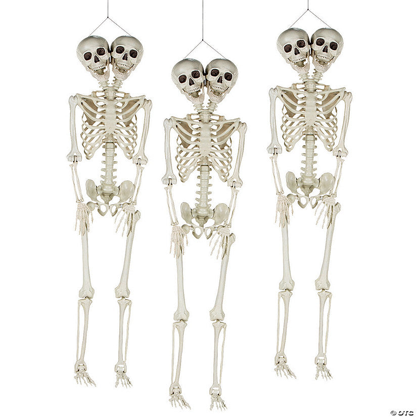 Bulk Two-Headed Life-Size Posable Skeleton Halloween Decorations - 3 Pc. | USA Decoration®