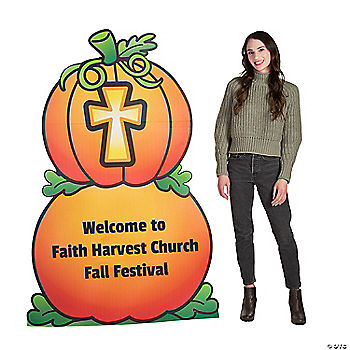 1 Piece(s): 45 1/2" x 5 Ft. 8 1/2" Personalized Christian Pumpkin Cardboard Cutout Stand-Up | USA Decoration®