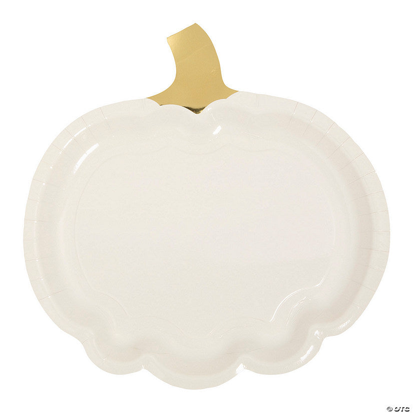 Lil’ Pumpkin White & Gold Paper Dinner Plates - 8 Ct. | USA Decoration®